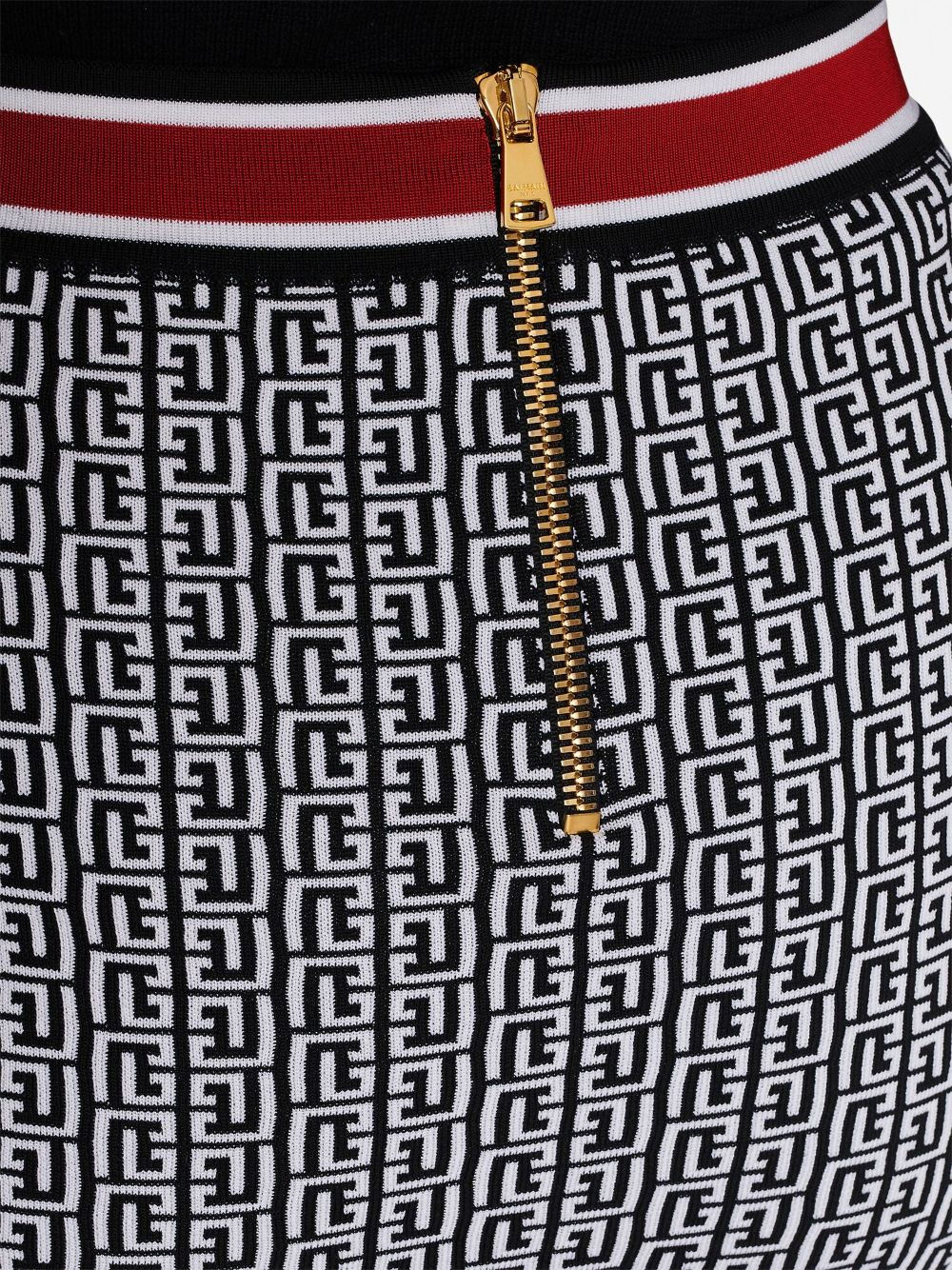 Balmain BALMAIN- Buttoned Monogram Knit Mini Skirt