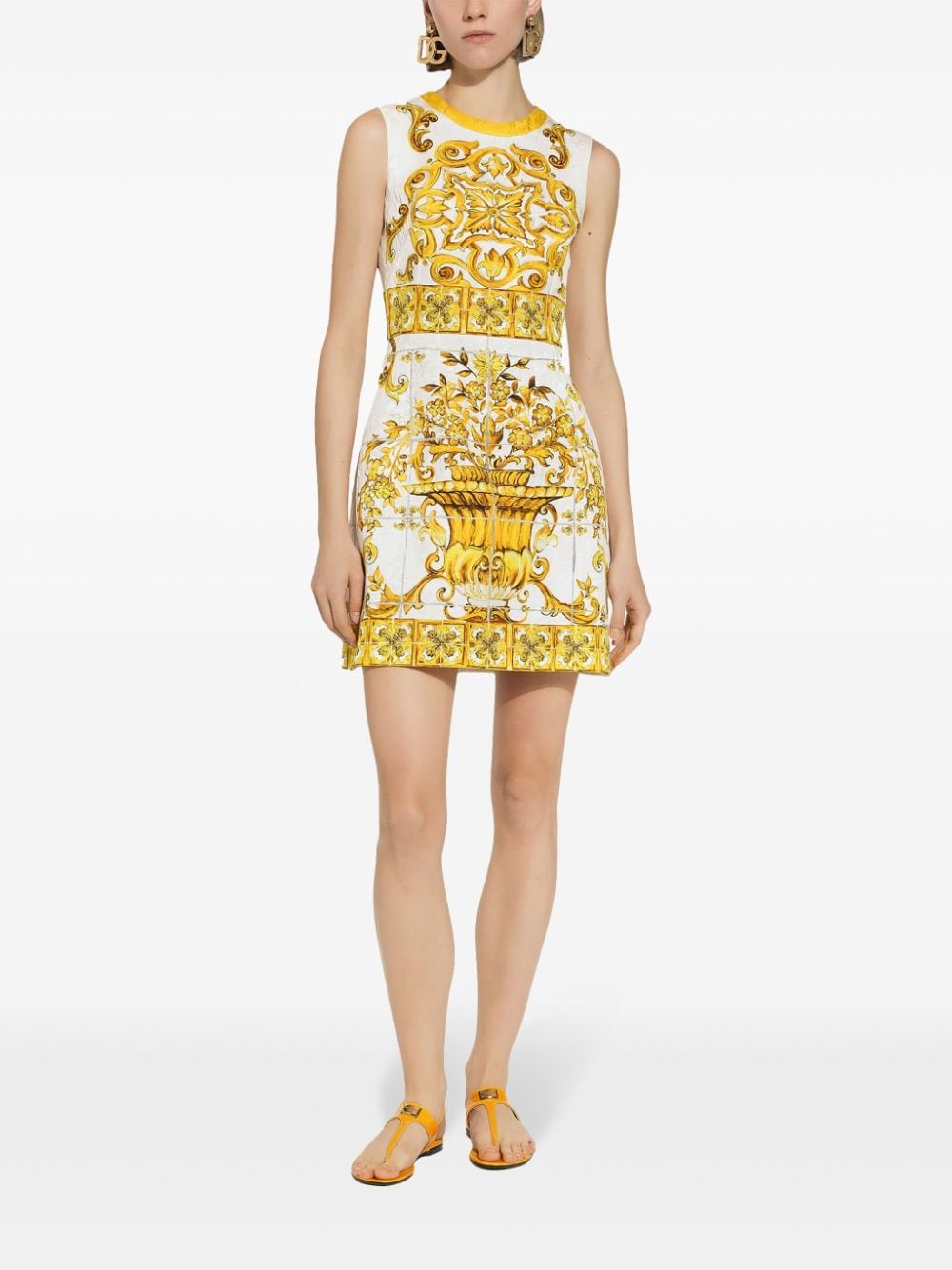 Dolce & Gabbana DOLCE & GABBANA- Maiolica Print Cotton Mini Dress