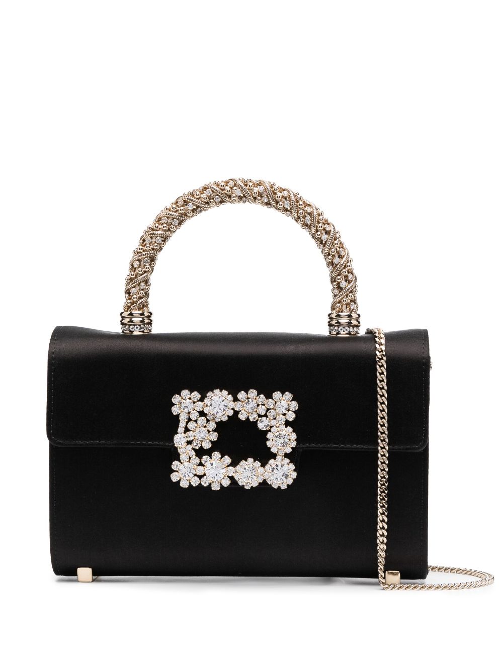 Roger Vivier ROGER VIVIER- Envelope Flower Jewel Satin Mini Bag