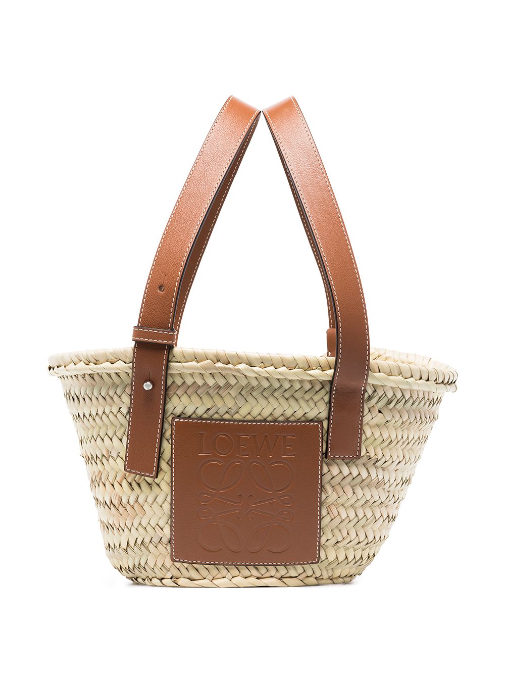 Loewe LOEWE- Basket Small Raffia And Leather Tote Bag