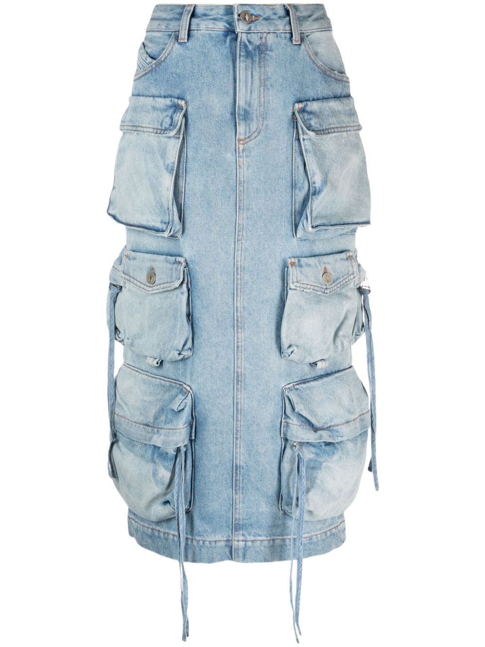 The Attico THE ATTICO- Denim Cargo Midi Skirt