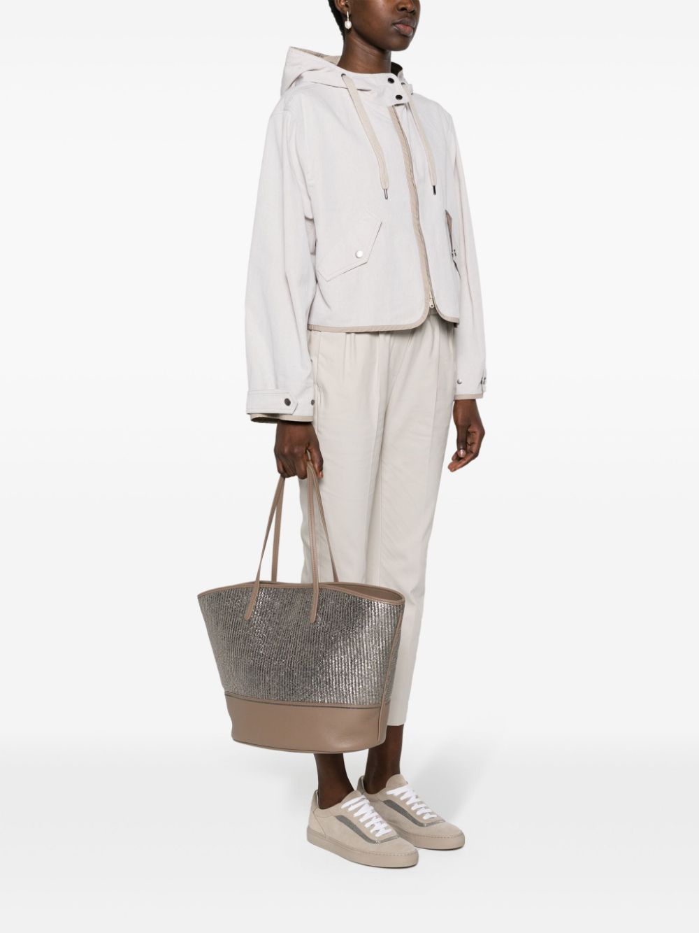 Brunello Cucinelli BRUNELLO CUCINELLI- Straw And Leather Tote Bag