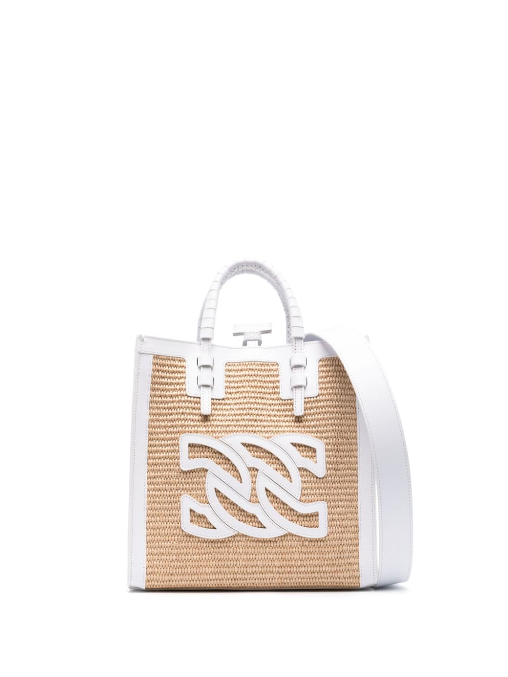 Casadei CASADEI- Beauriva Mini Raffia And Leather Tote Bag