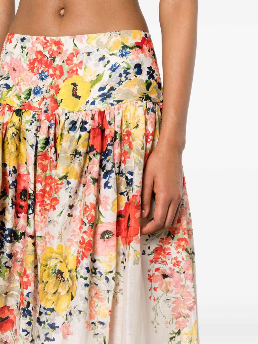 Zimmermann ZIMMERMANN- Floral Print Linen Midi Skirt