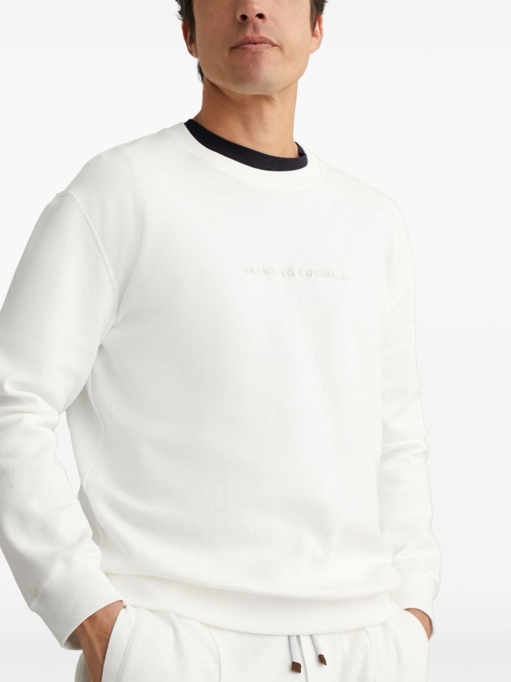 Brunello Cucinelli BRUNELLO CUCINELLI- Cotton Sweater With Embroidered Logo