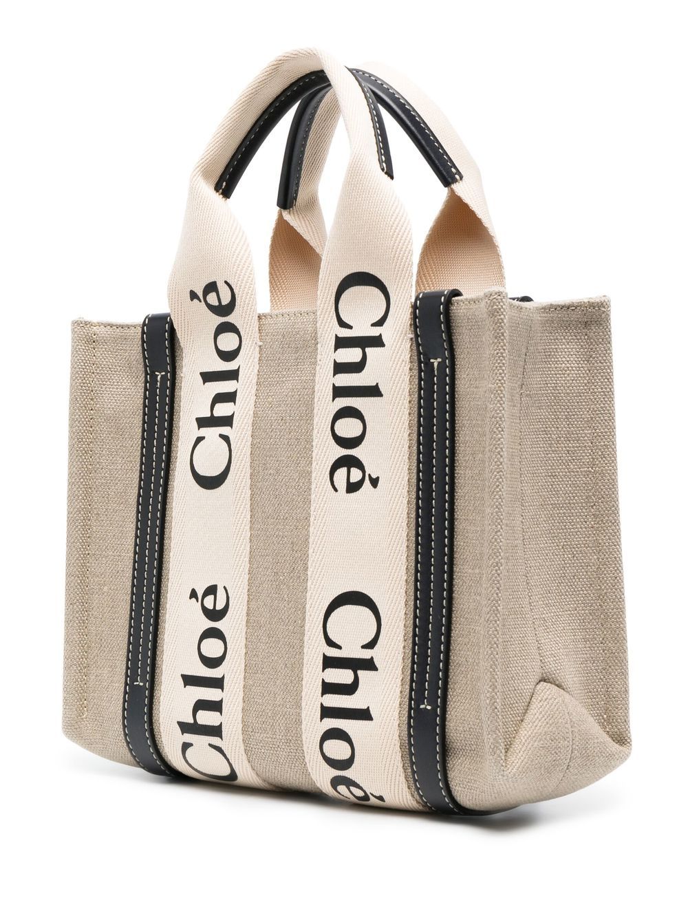 Chloé CHLOÉ- Woody Small Canvas And Leather Tote Bag