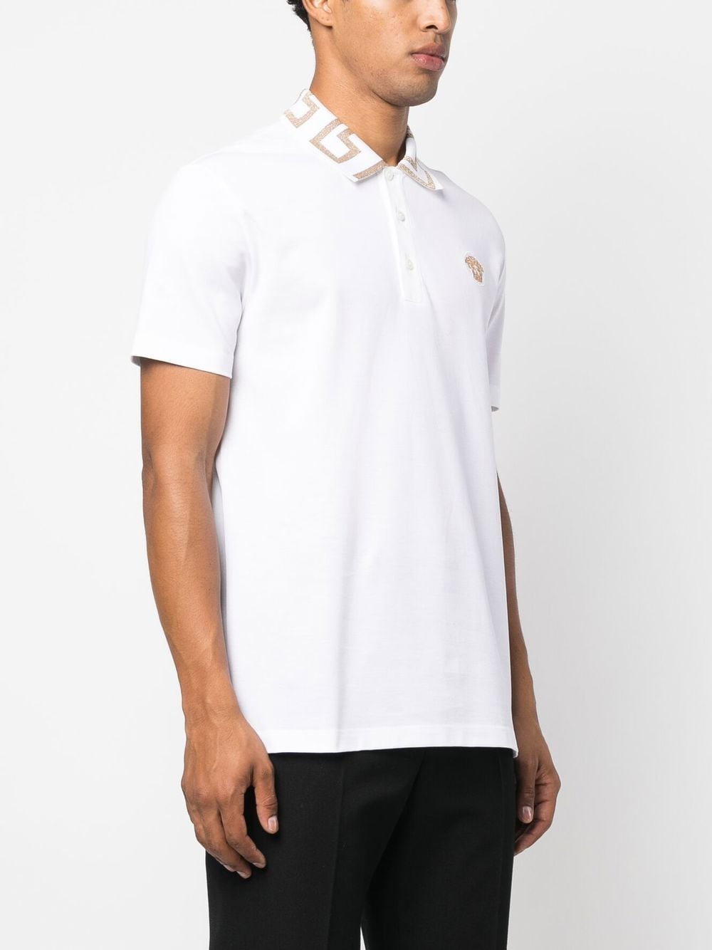 Versace VERSACE- Logo Pique Cotton Polo Shirt