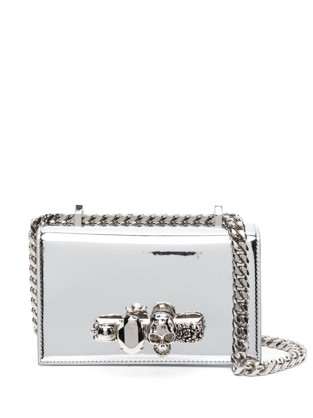 Alexander McQueen ALEXANDER MCQUEEN- Mini Jewelled Satchel Metallic Effect Crossbody Bag