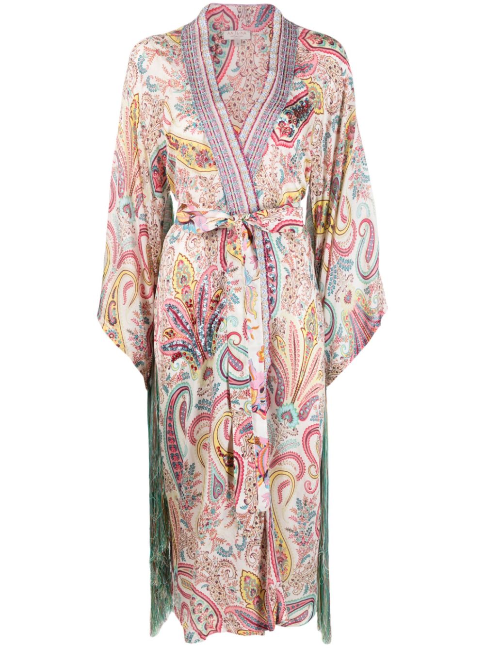 Anjuna ANJUNA- Embroidered Silk Long Kimono