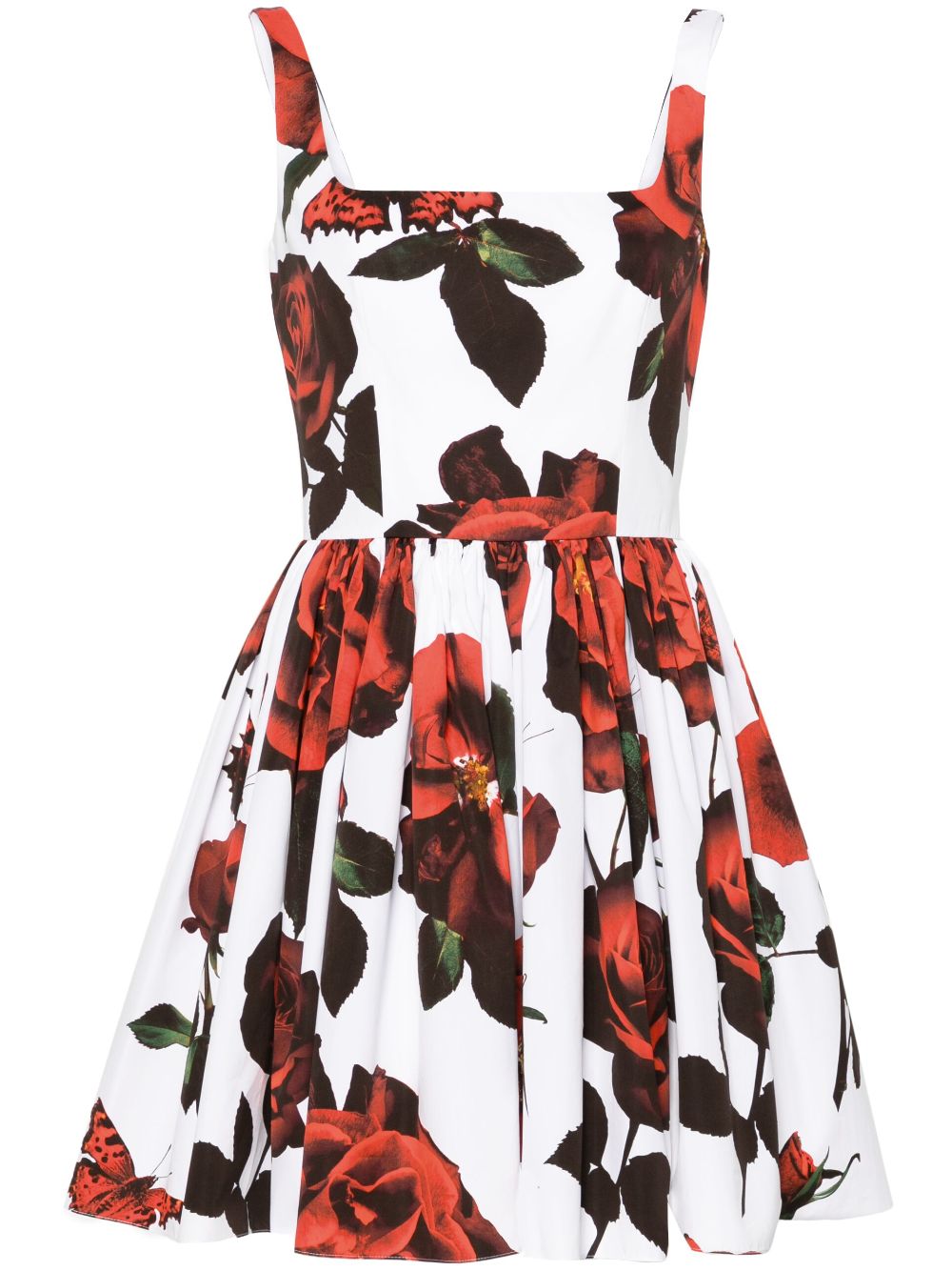 Alexander McQueen ALEXANDER MCQUEEN- Rose Print Flared Mini Dress