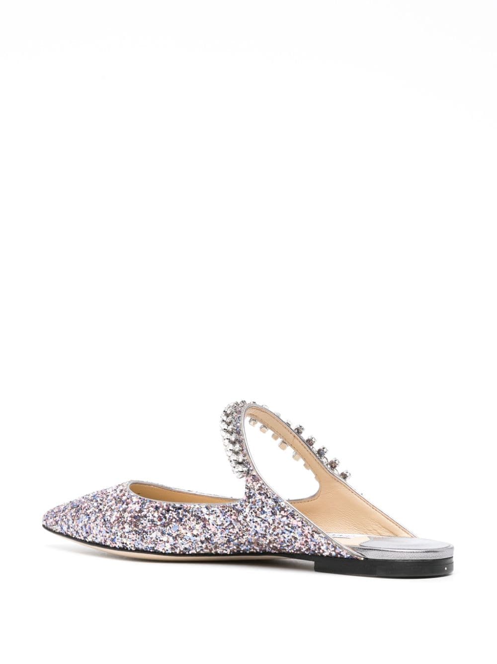 Jimmy Choo JIMMY CHOO- Bing Flat Crystal Strap Glitter Mules