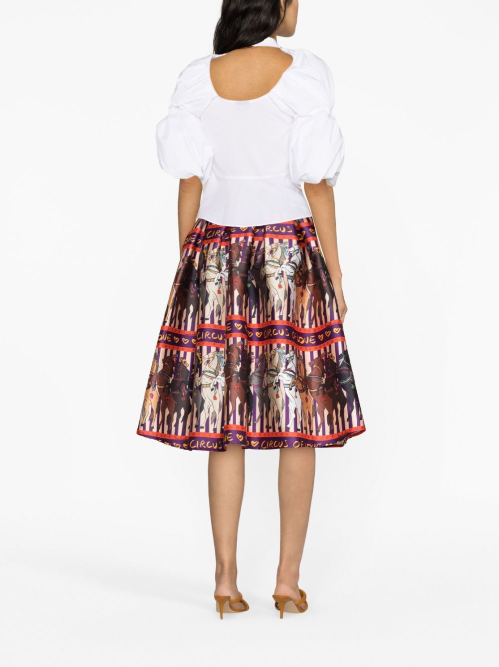 Alessandro Enriquez ALESSANDRO ENRIQUEZ- Horse Print Long Flared Skirt