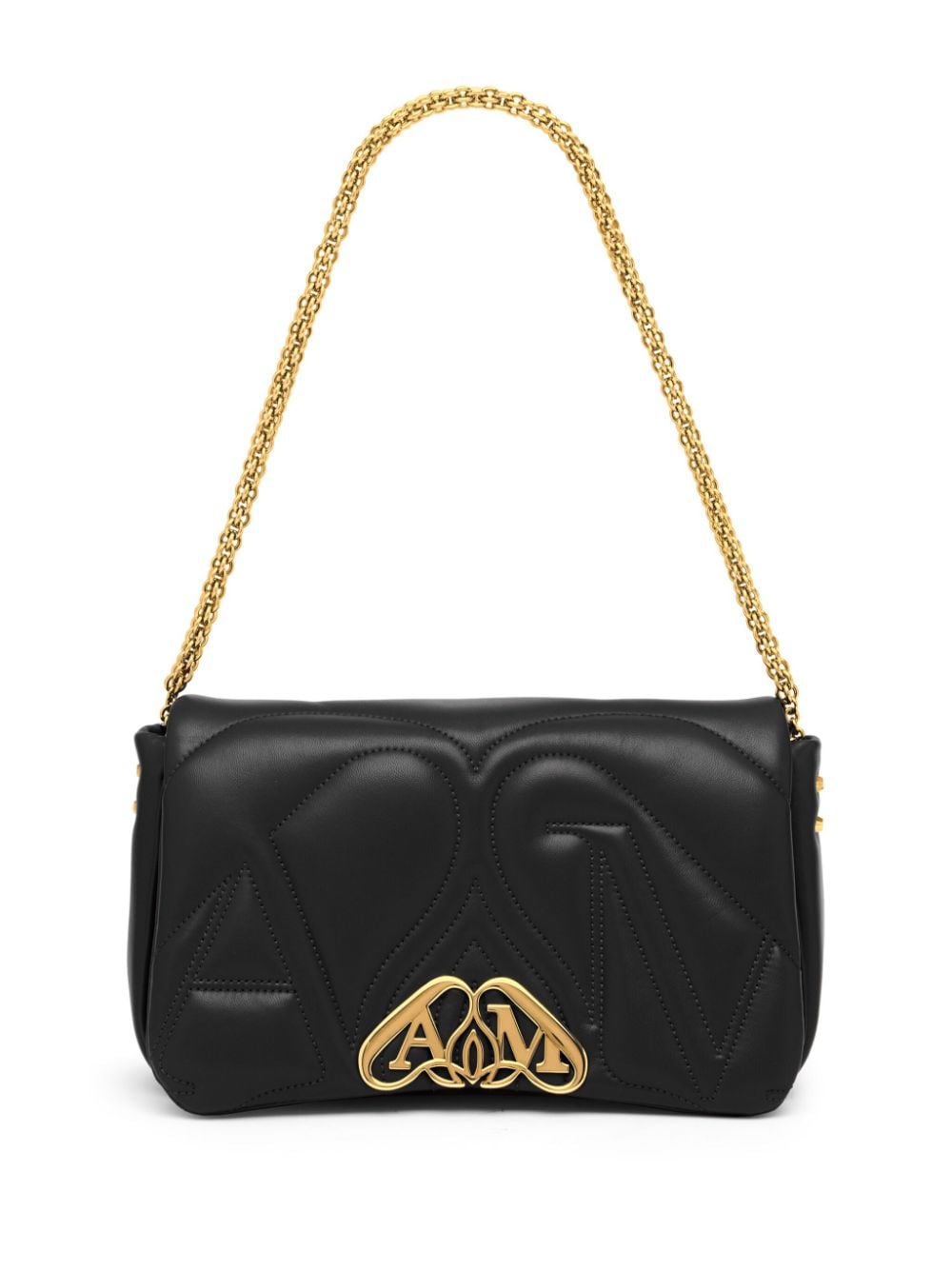 Alexander McQueen ALEXANDER MCQUEEN- Seal Logo Small Leather Crossbody Bag