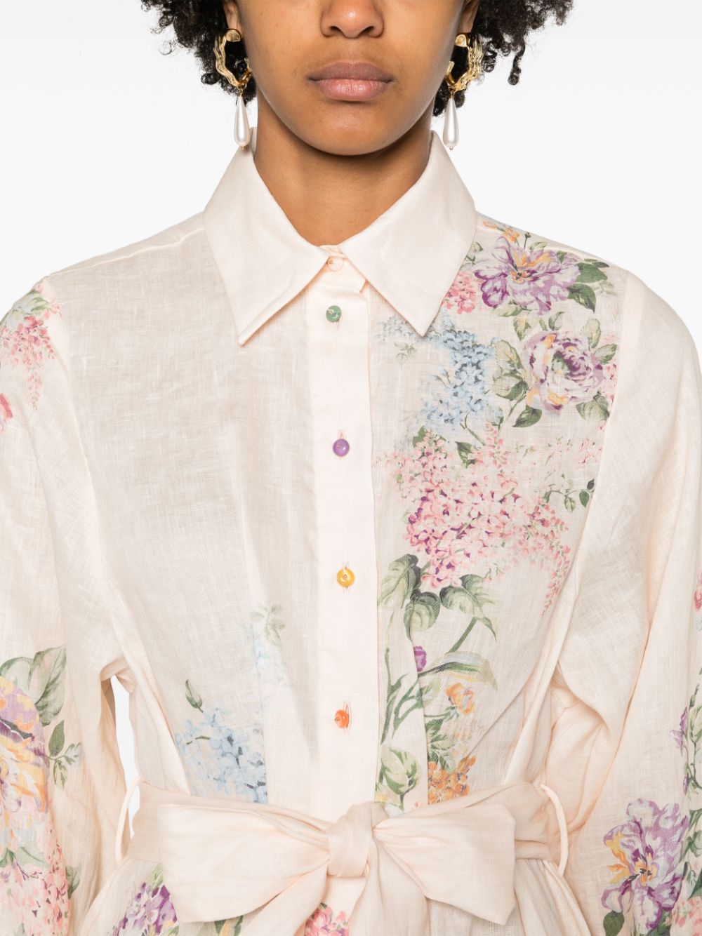 Zimmermann ZIMMERMANN- Floral Print Linen Shirt Dress