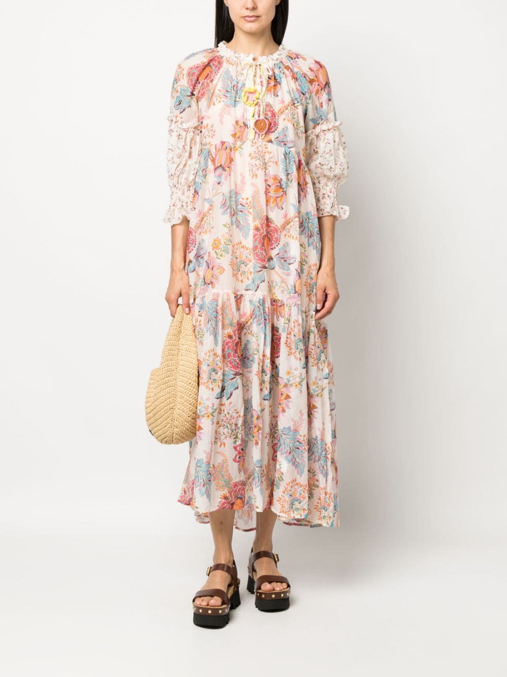 Anjuna ANJUNA- Printed Cotton Blend Silk Maxi Dress