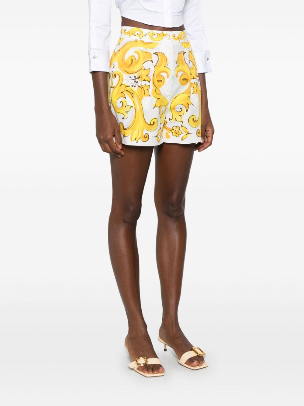 Dolce & Gabbana DOLCE & GABBANA- Maiolica Printed Cotton Shorts