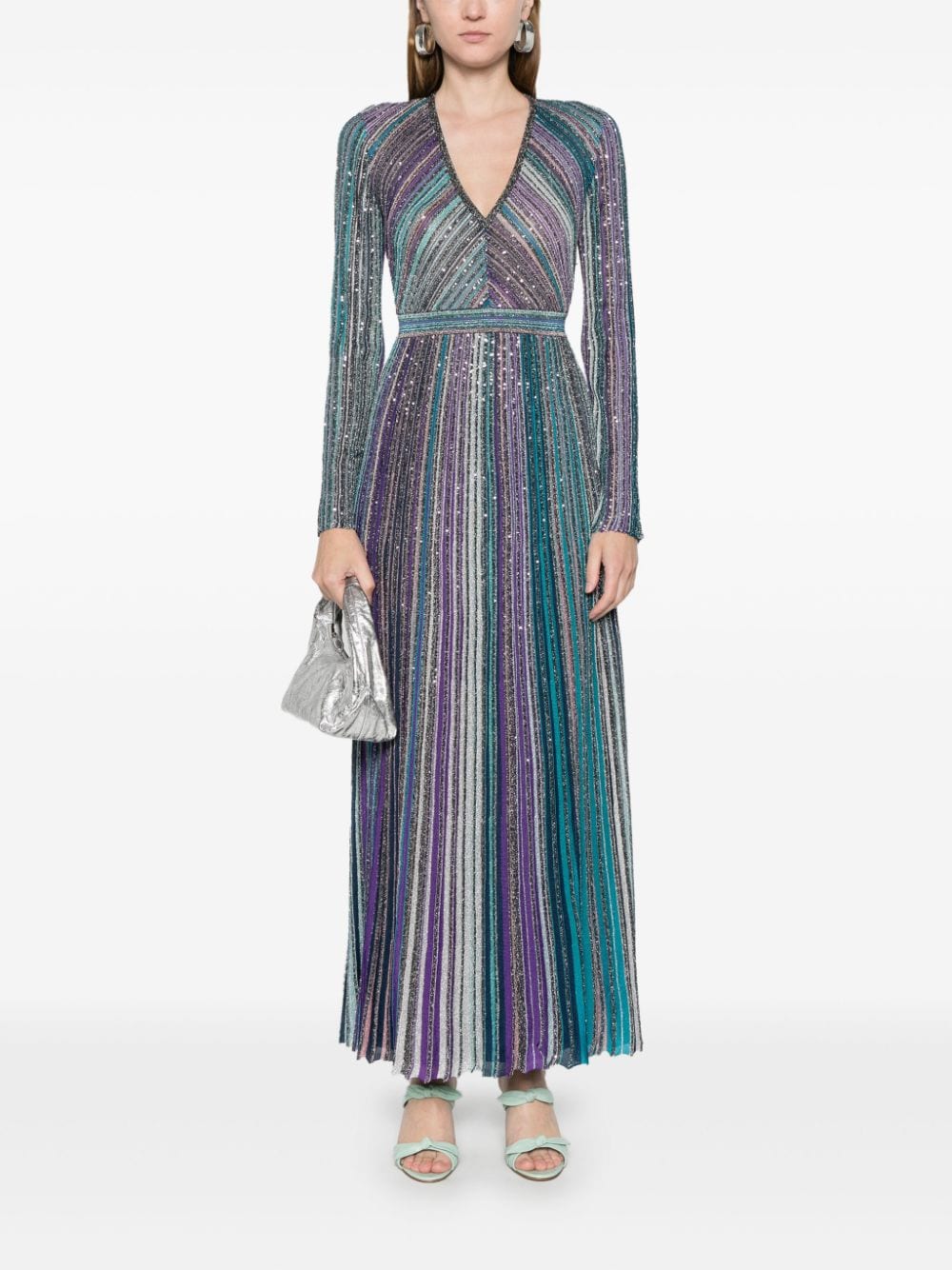 Missoni MISSONI- Striped V-necked Long Dress