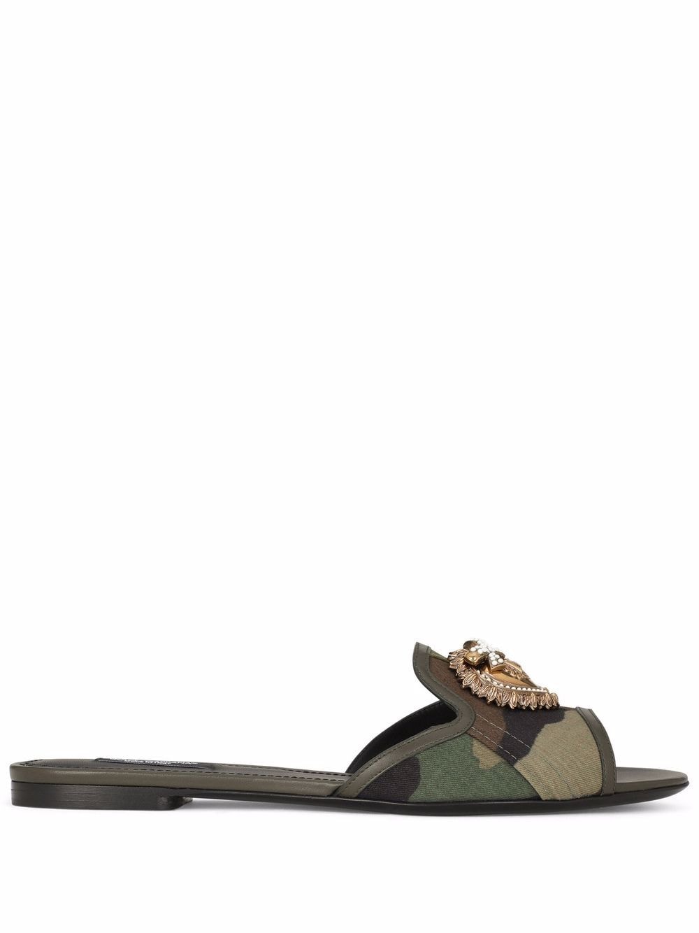 Dolce & Gabbana DOLCE & GABBANA- Leather Logo Flat Sandals