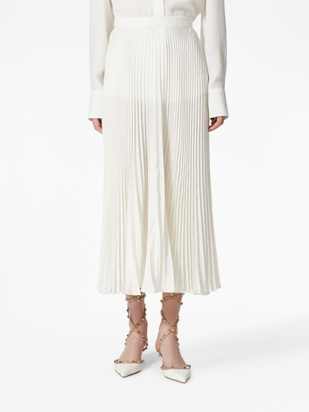 Valentino VALENTINO- Pleated Silk Midi Skirt