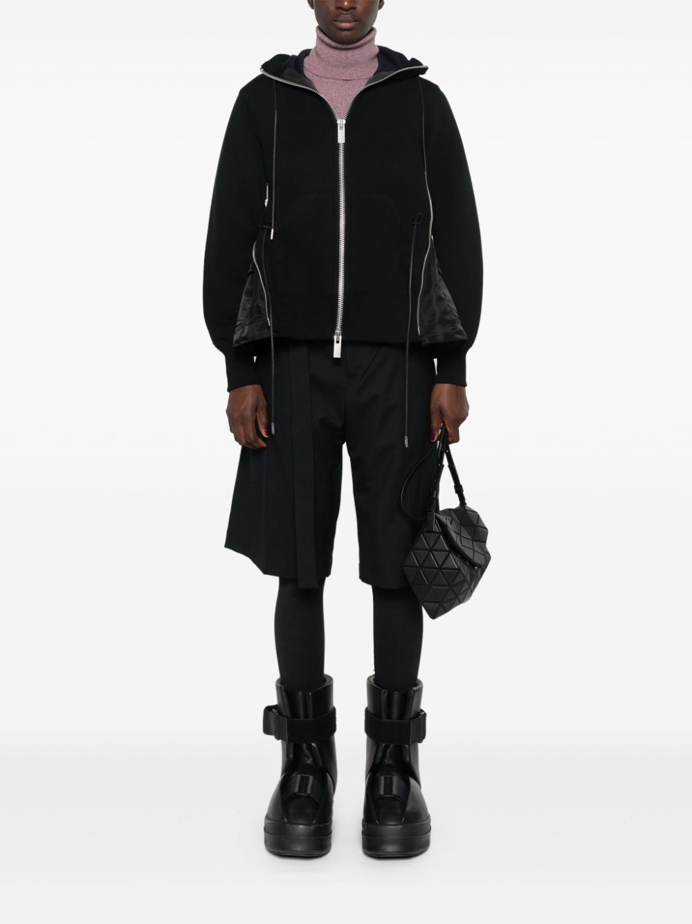 Sacai SACAI- Cotton And Nylon Zipped Hoodie