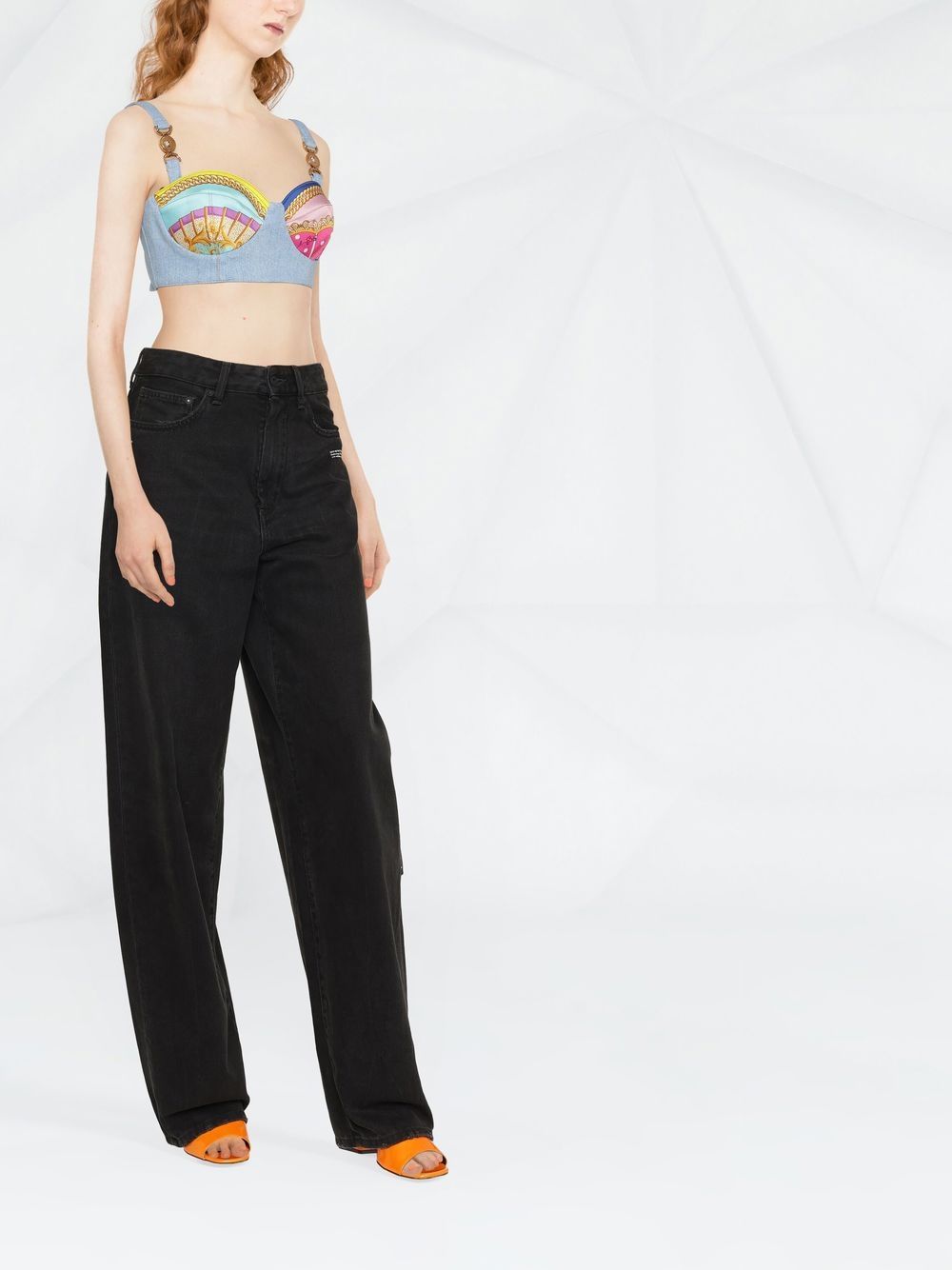 Versace VERSACE- Ventagli Print Denim Top