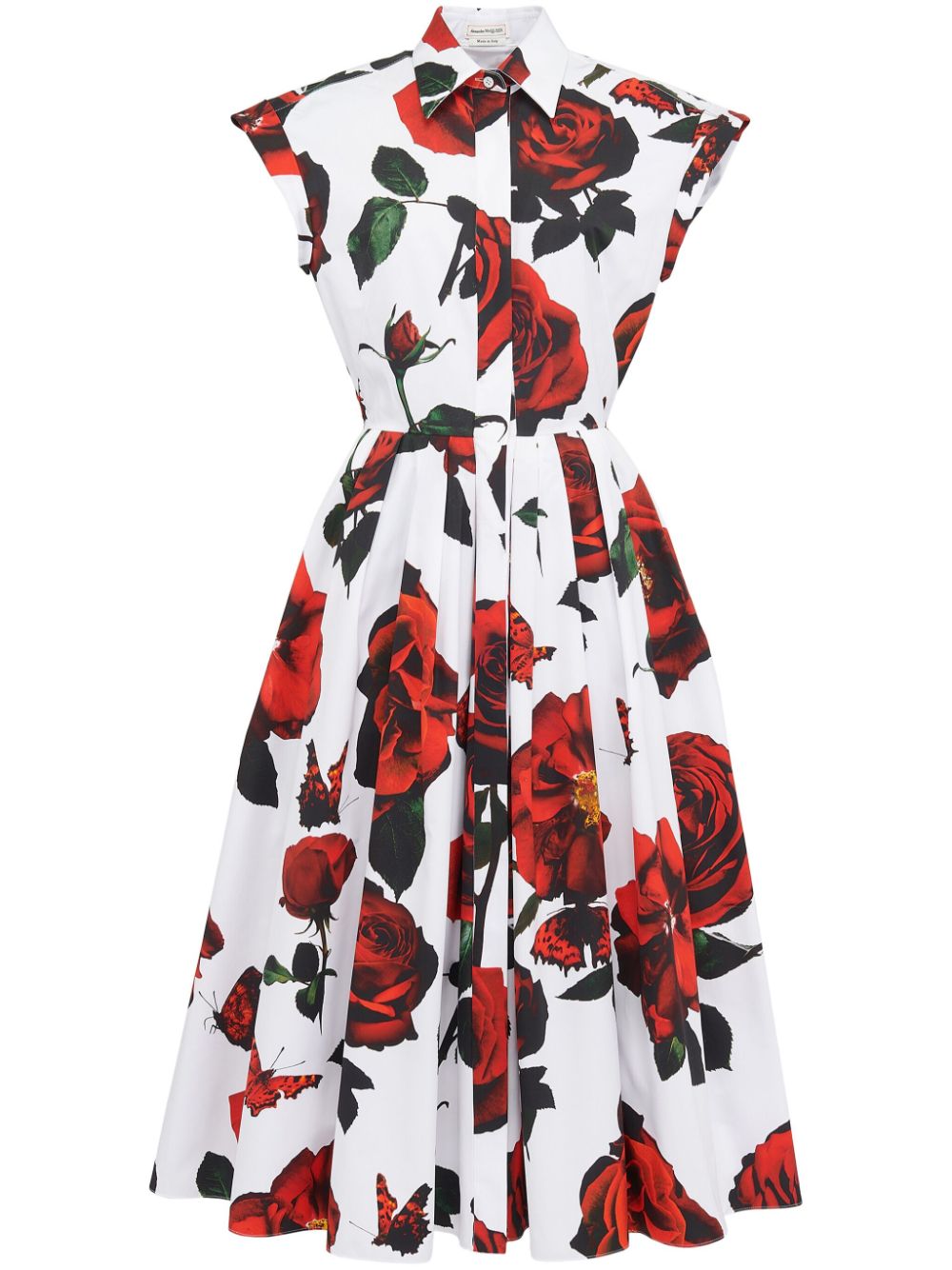 Alexander McQueen ALEXANDER MCQUEEN- Rose Print Flared Midi Dress