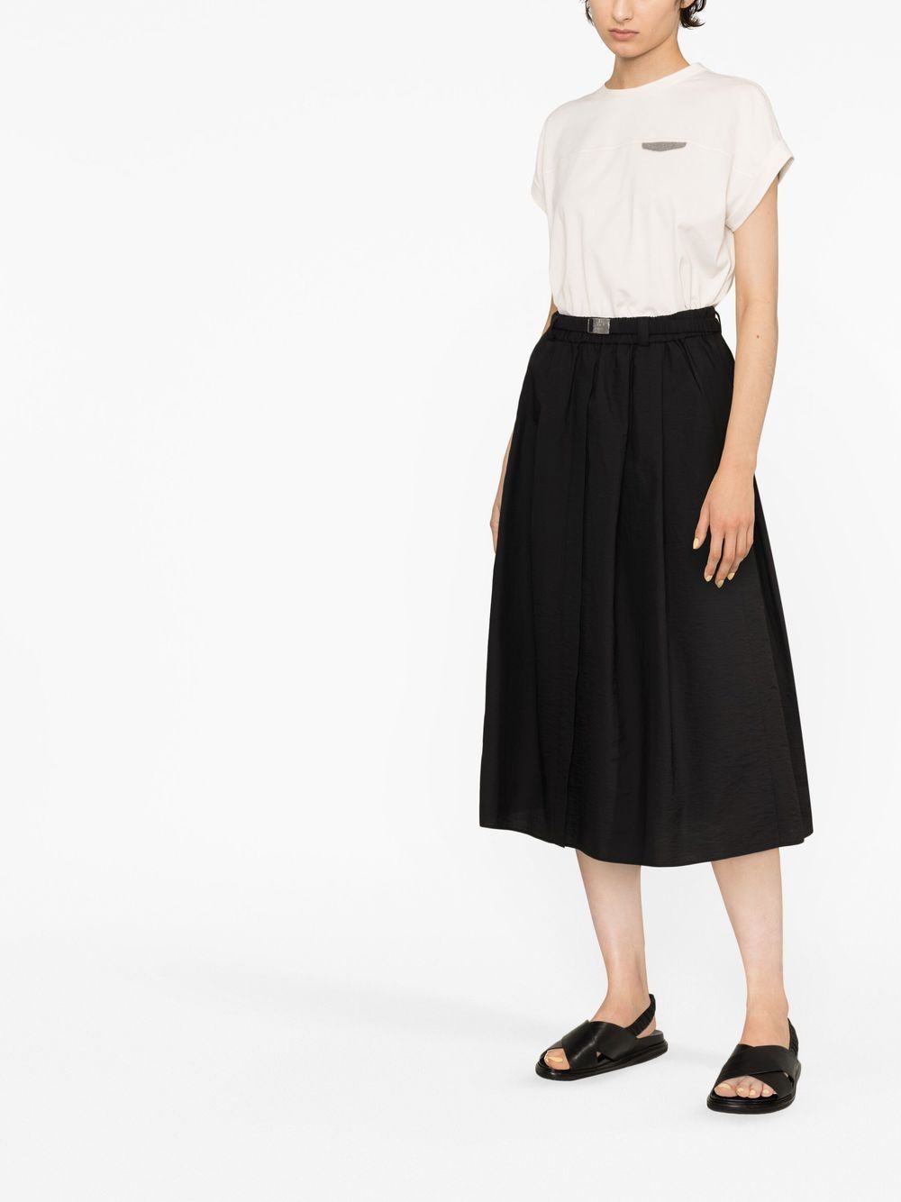 Brunello Cucinelli BRUNELLO CUCINELLI- Cotton Flared Midi Skirt