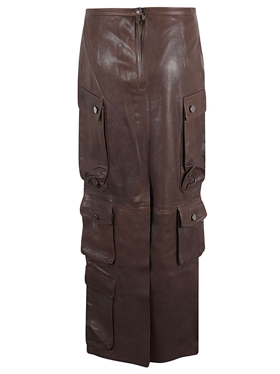 Fermas.club FERMAS.CLUB- Leather Cargo Long Skirt