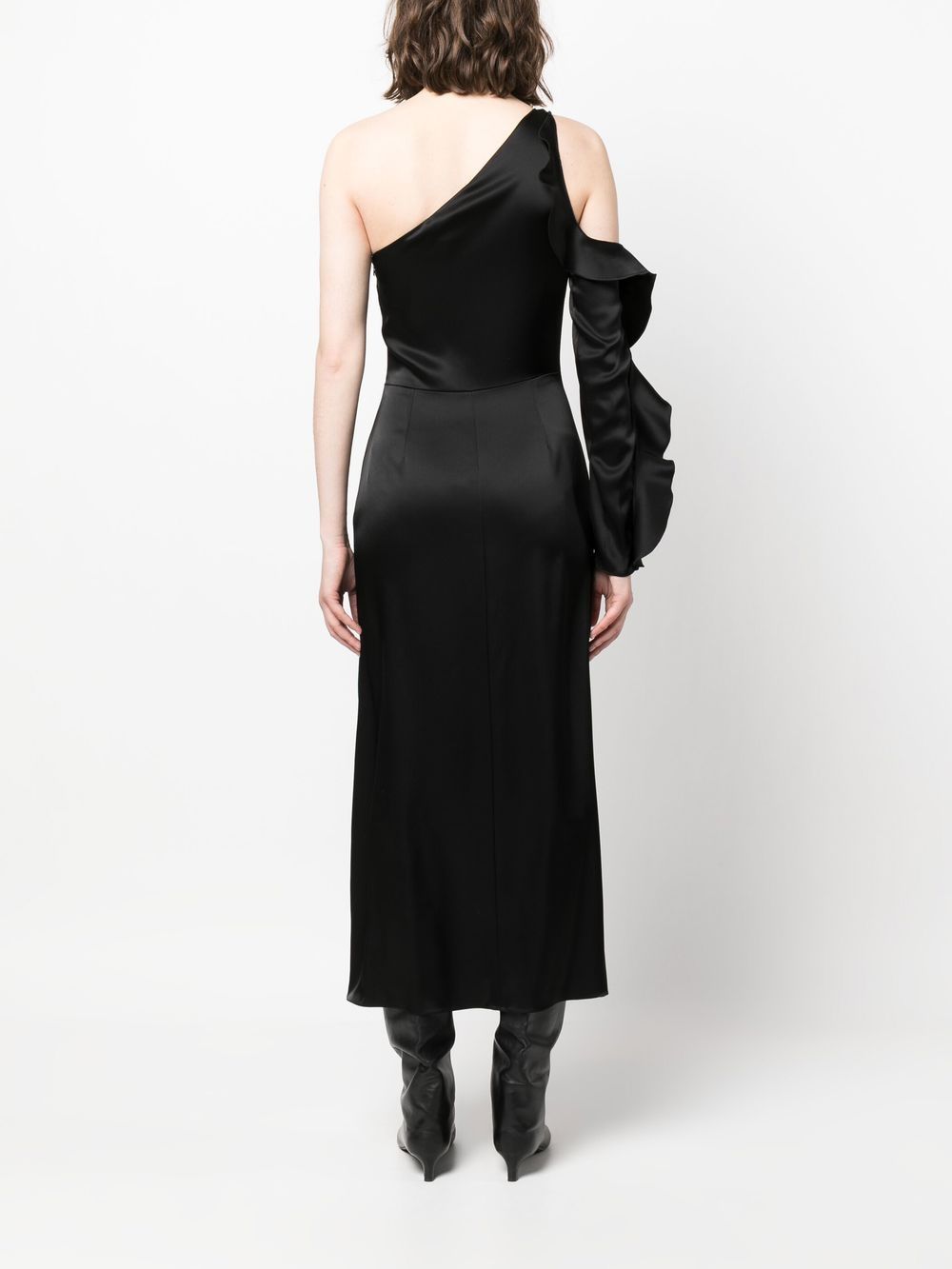 David Koma DAVID KOMA- Ruffle Detail One Shoulder Midi Dress