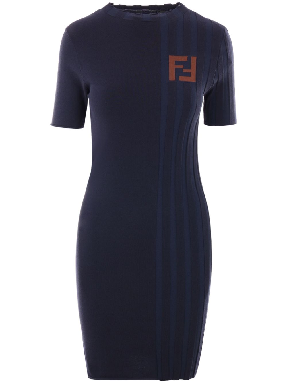 FENDI FENDI- Logo Ribbed Cotton Dress