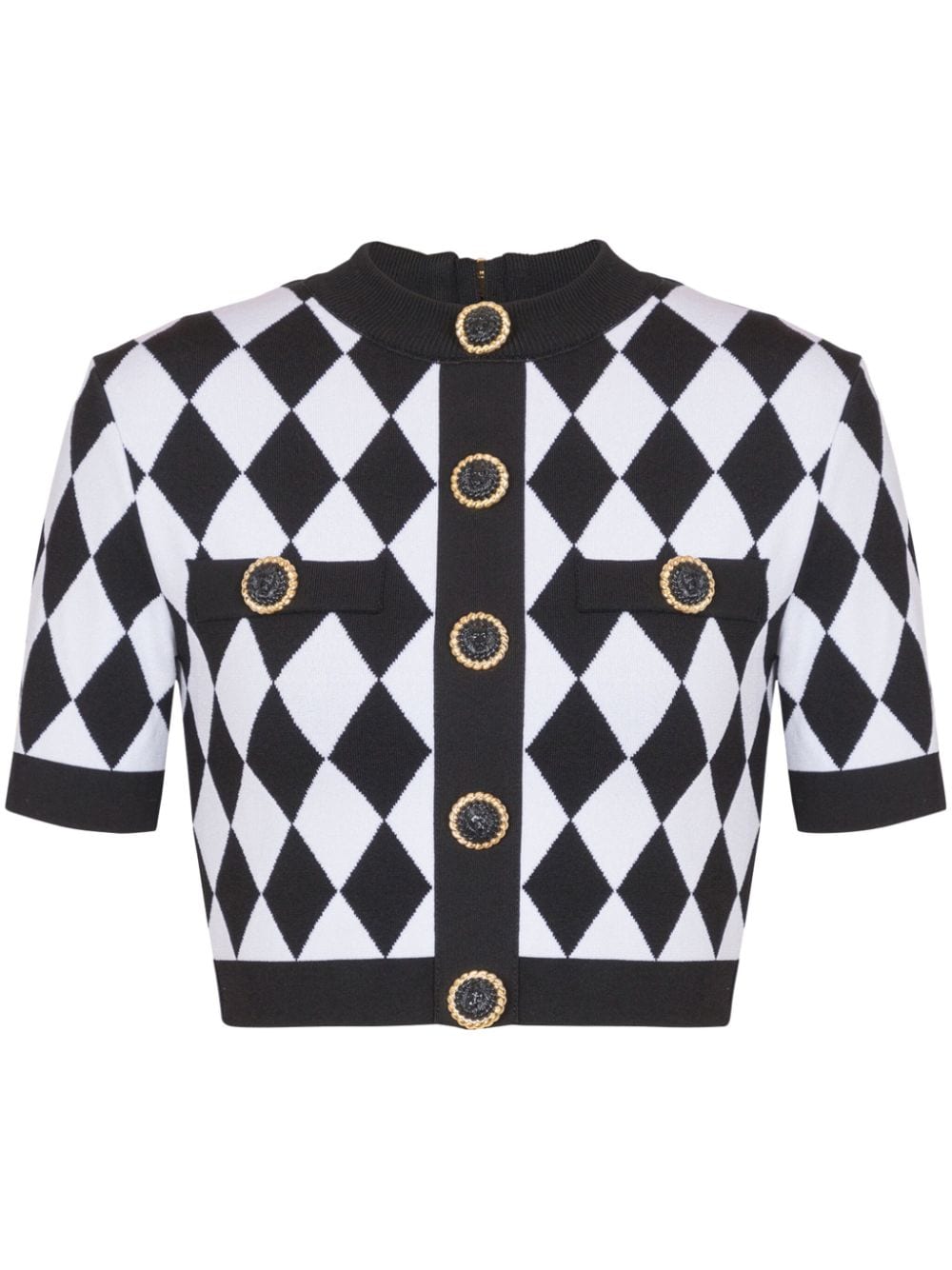 Balmain BALMAIN- Buttoned Diamond Crop Top