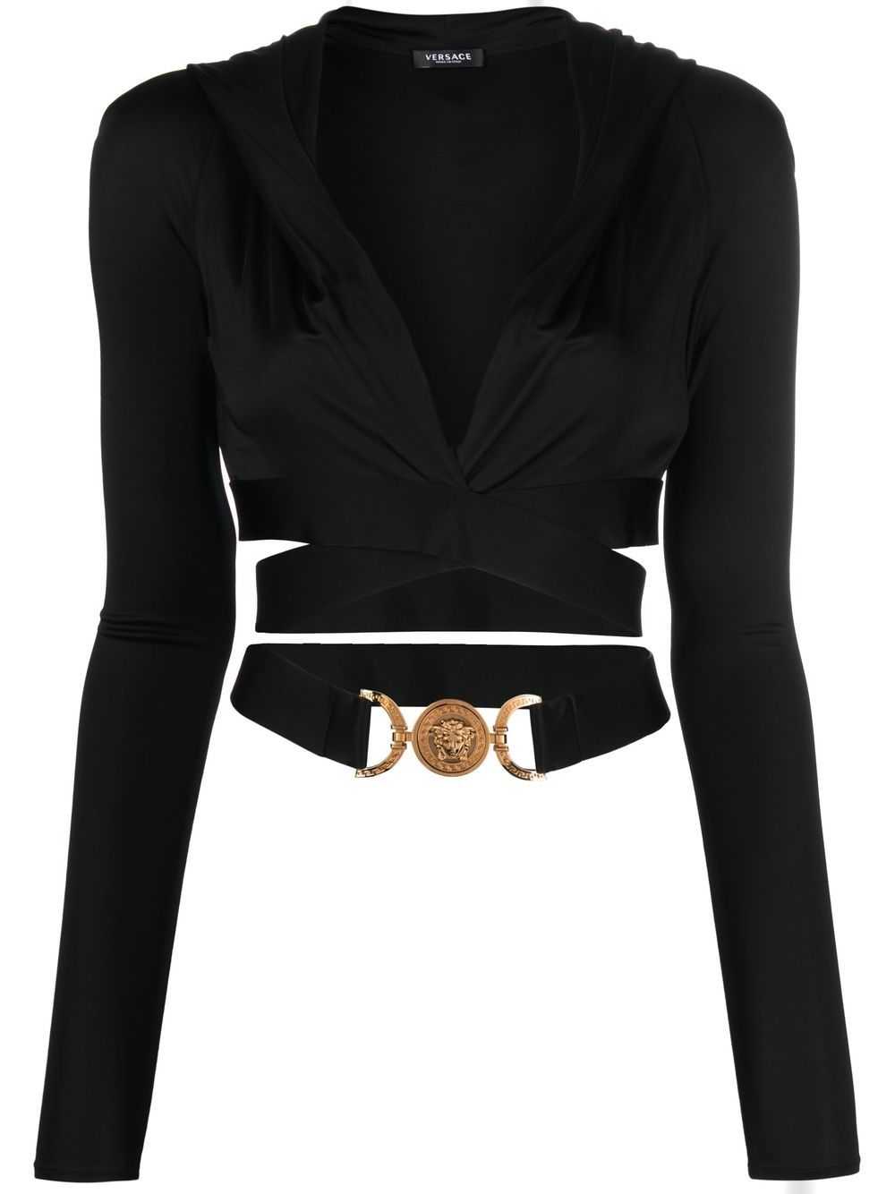 Versace VERSACE- Cropped Hoodie Jersey Top