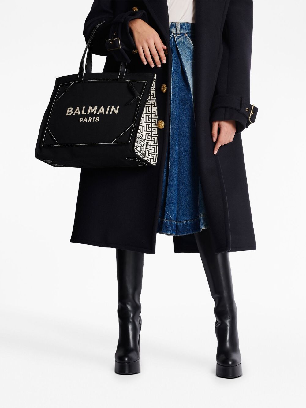 Balmain BALMAIN- B-army Medium Canvas And Leather Tote Bag