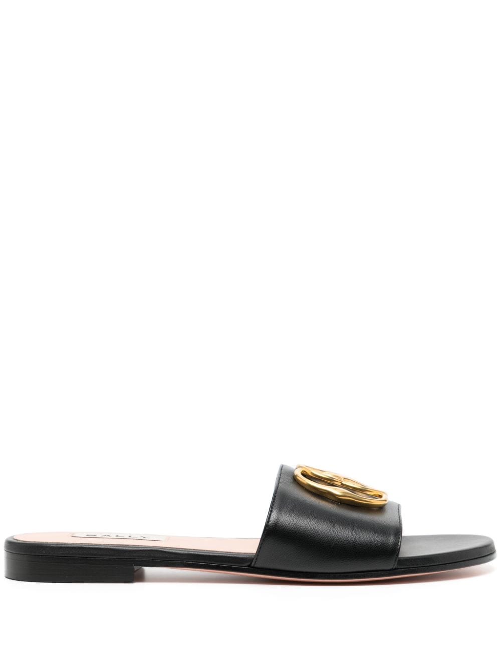 BALLY BALLY- Emblem Leather Flat Sandals