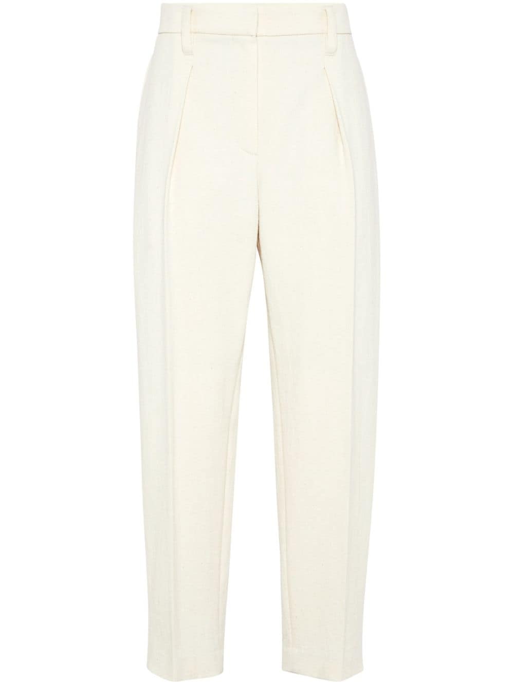 Brunello Cucinelli BRUNELLO CUCINELLI- Cotton Gabardine Slouchy Trousers With Shiny Detail