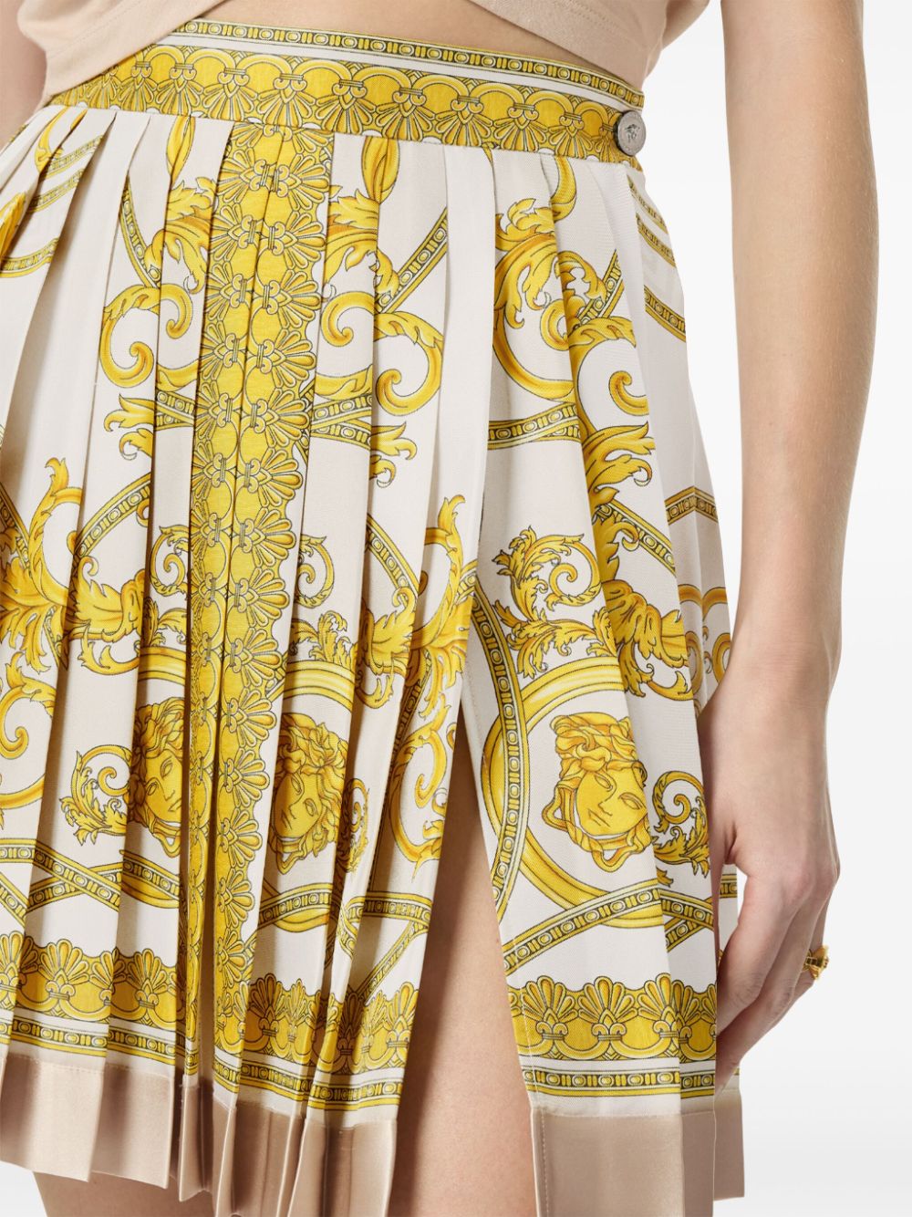 Versace VERSACE- Barocco Print Silk Pleated Mini Skirt