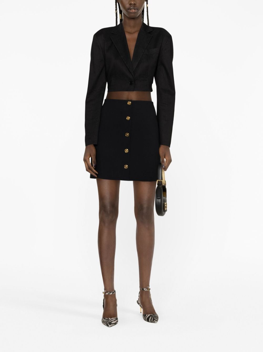 Versace VERSACE- Medusa Buttons Satin Mini Skirt