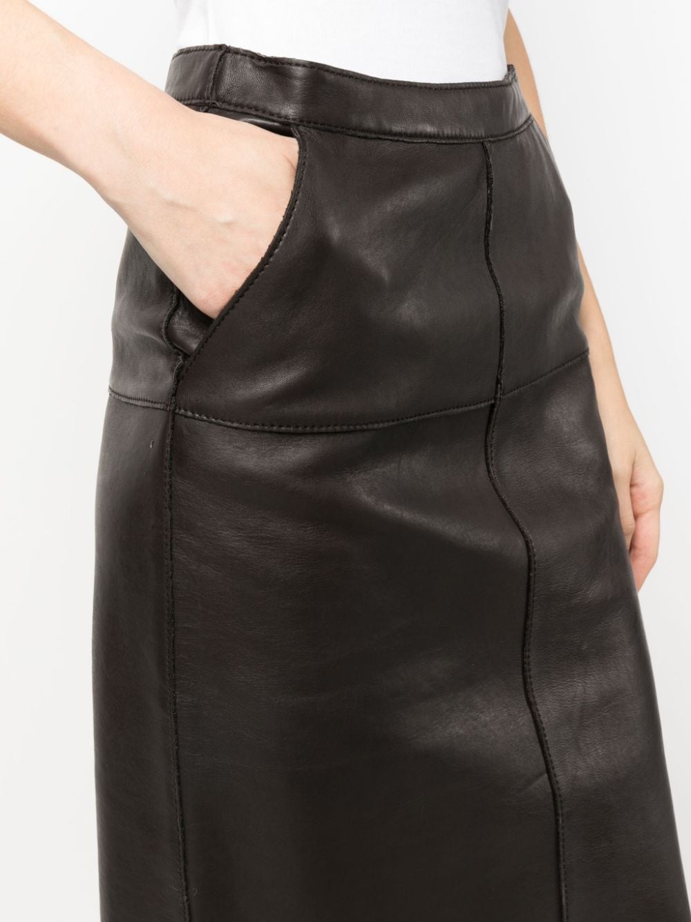 Parosh PAROSH- Leather Midi Skirt