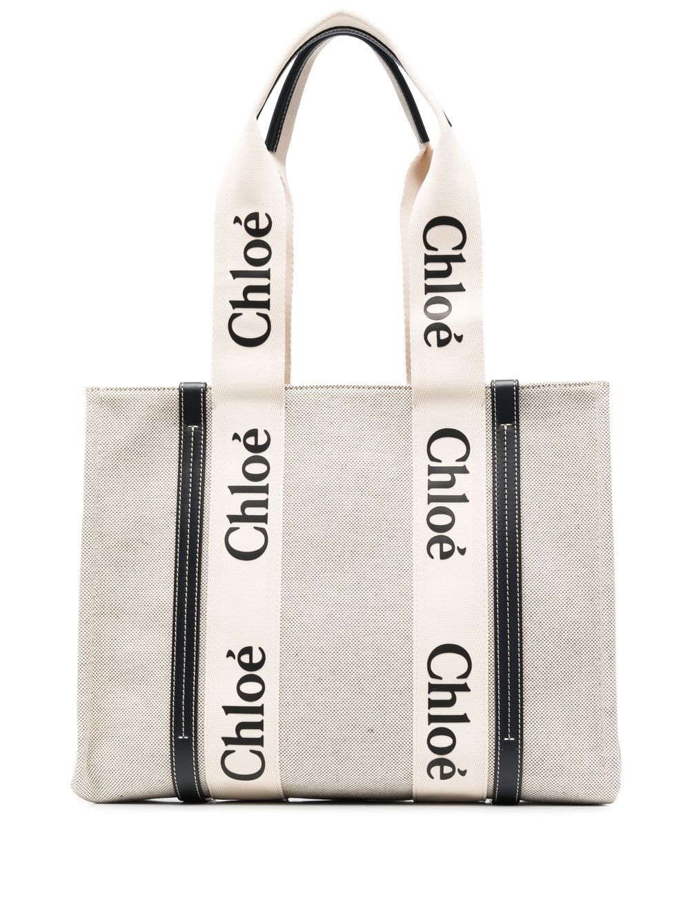 Chloé CHLOÉ- Woody Medium Canvas And Leather Tote Bag