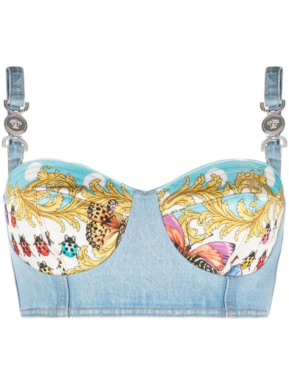 Versace La Vacanza VERSACE LA VACANZA- Baroque Print Denim Bra