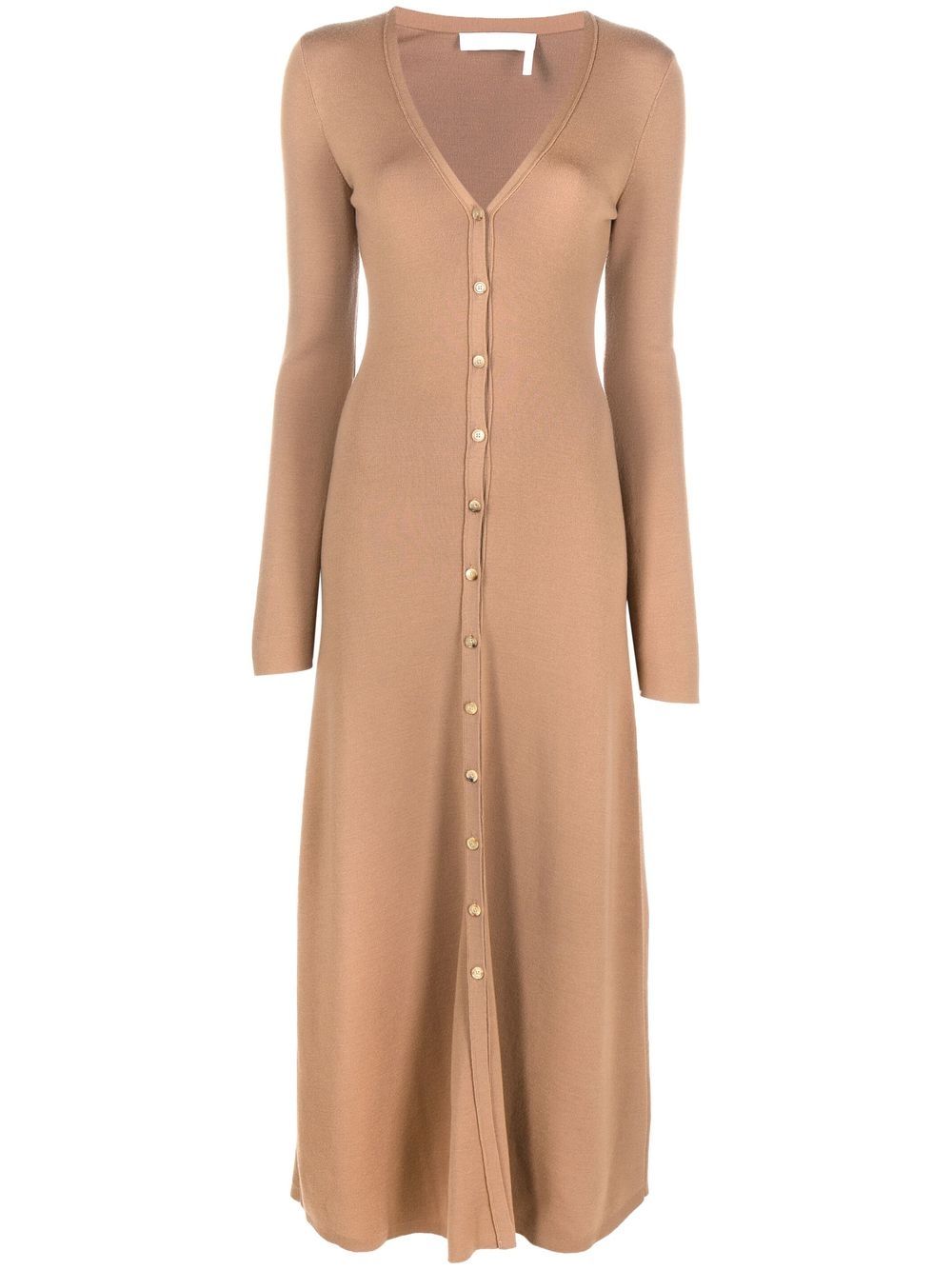 Chloé CHLOÉ- Long V-neck Wool Dress