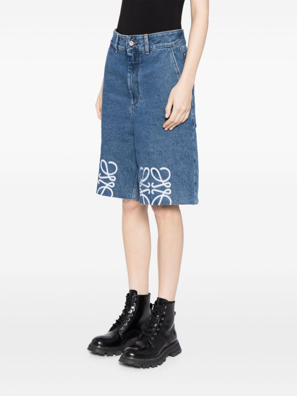 Loewe LOEWE- Anagram Denim Cotton Bermudas