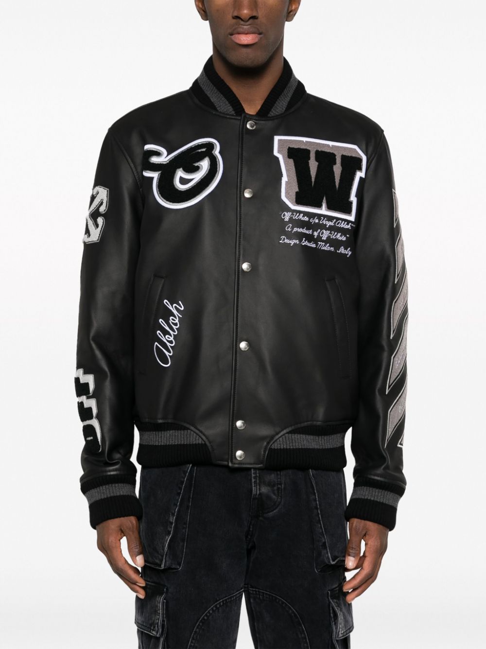 OFF-WHITE OFF-WHITE- Leather Varsity Jacket