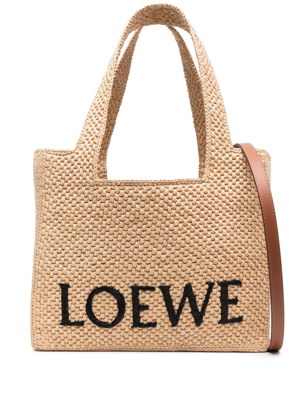 Loewe LOEWE- Loewe Font Medium Raffia Tote Bag