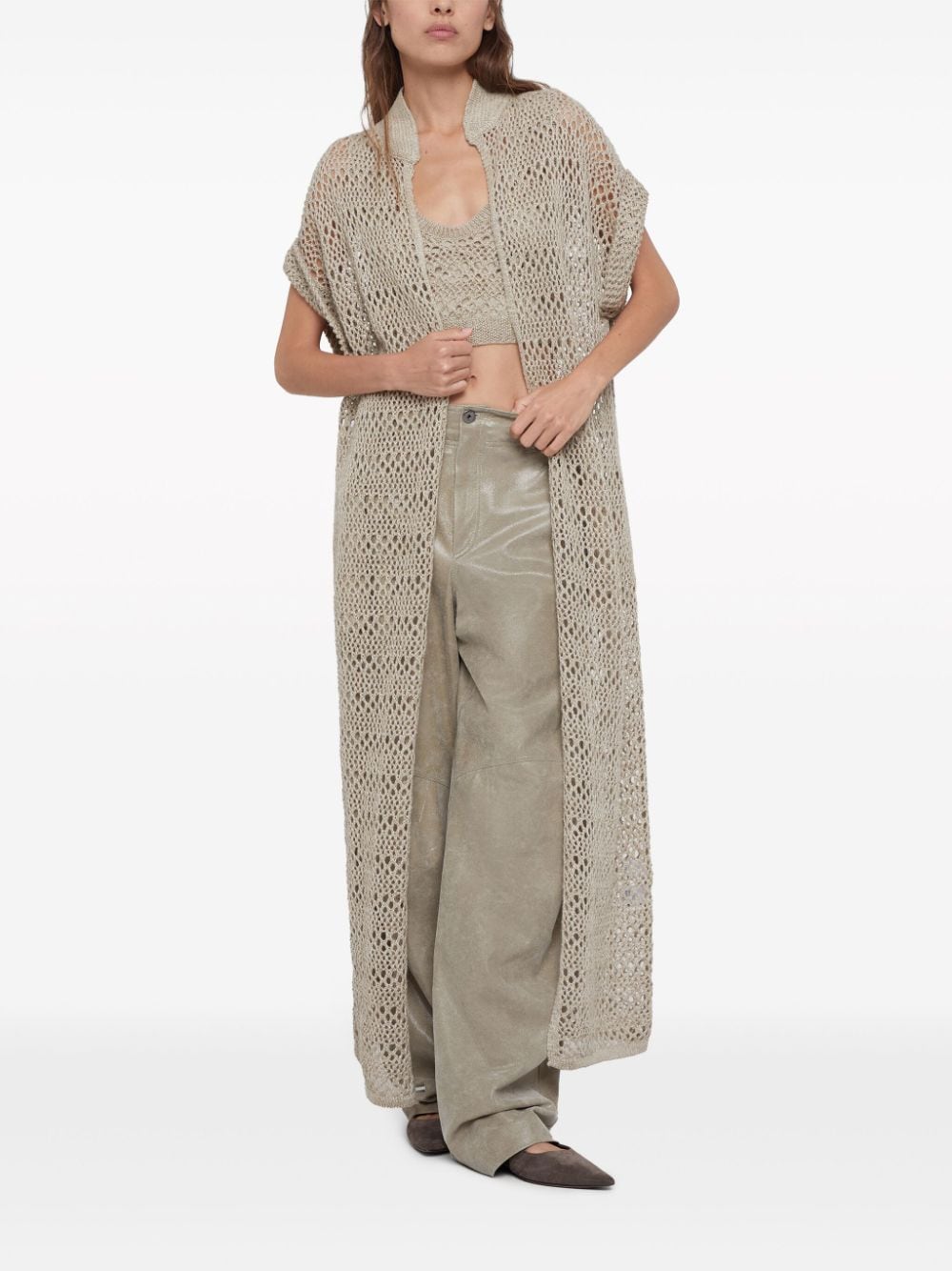 Brunello Cucinelli BRUNELLO CUCINELLI- Silk And Linen Long Net Cardigan