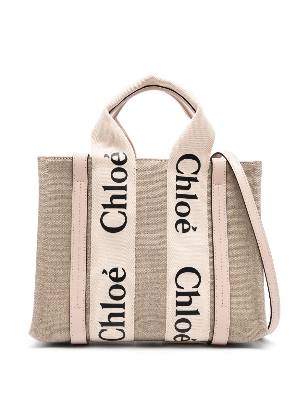 Chloé CHLOÉ- Woody Small Canvas And Leather Tote Bag