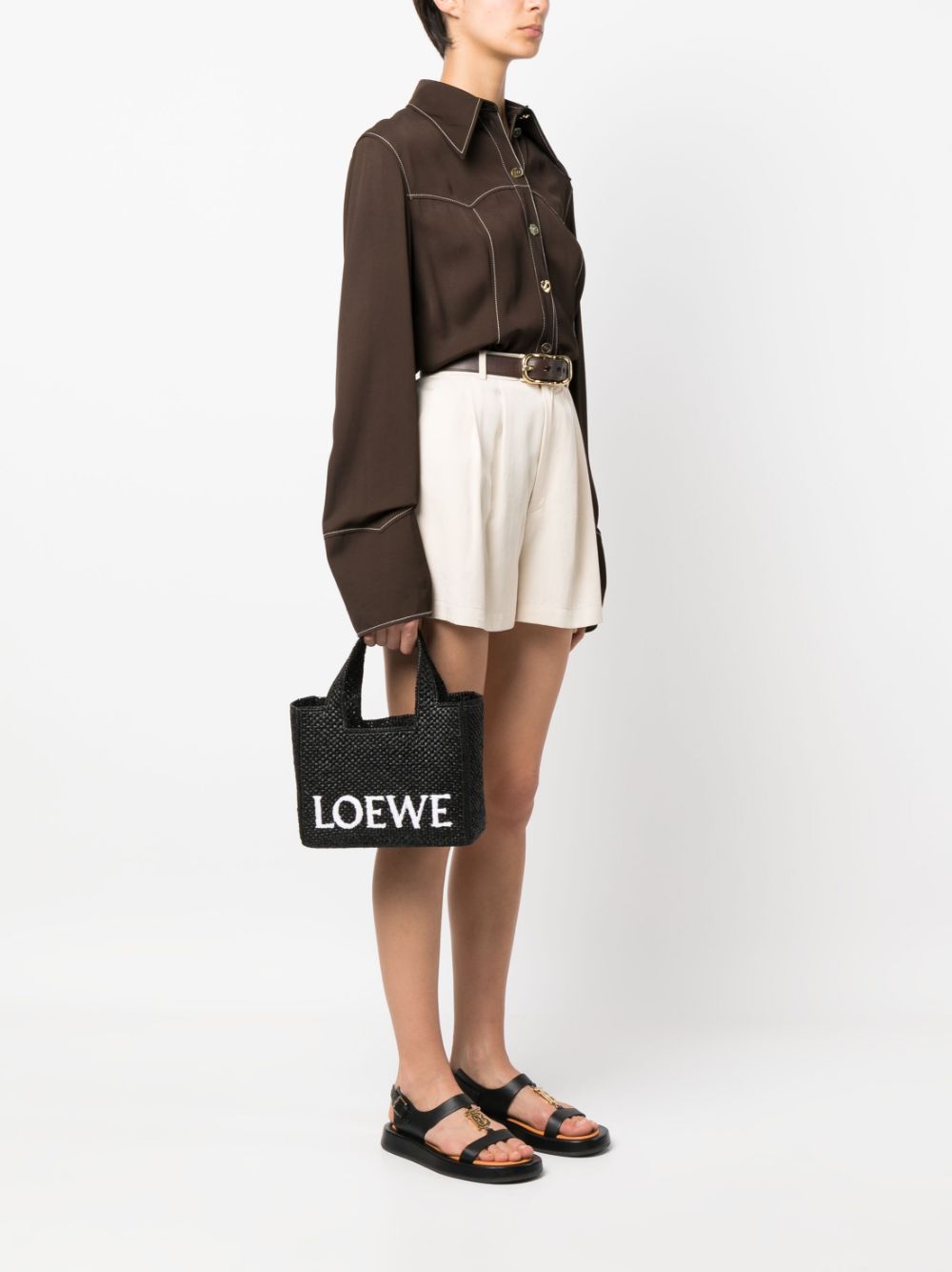 Loewe LOEWE- Loewe Font Small Raffia Tote Bag