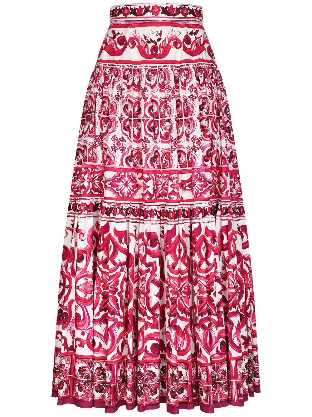 Dolce & Gabbana DOLCE & GABBANA- Majolica Print Cotton Long Skirt