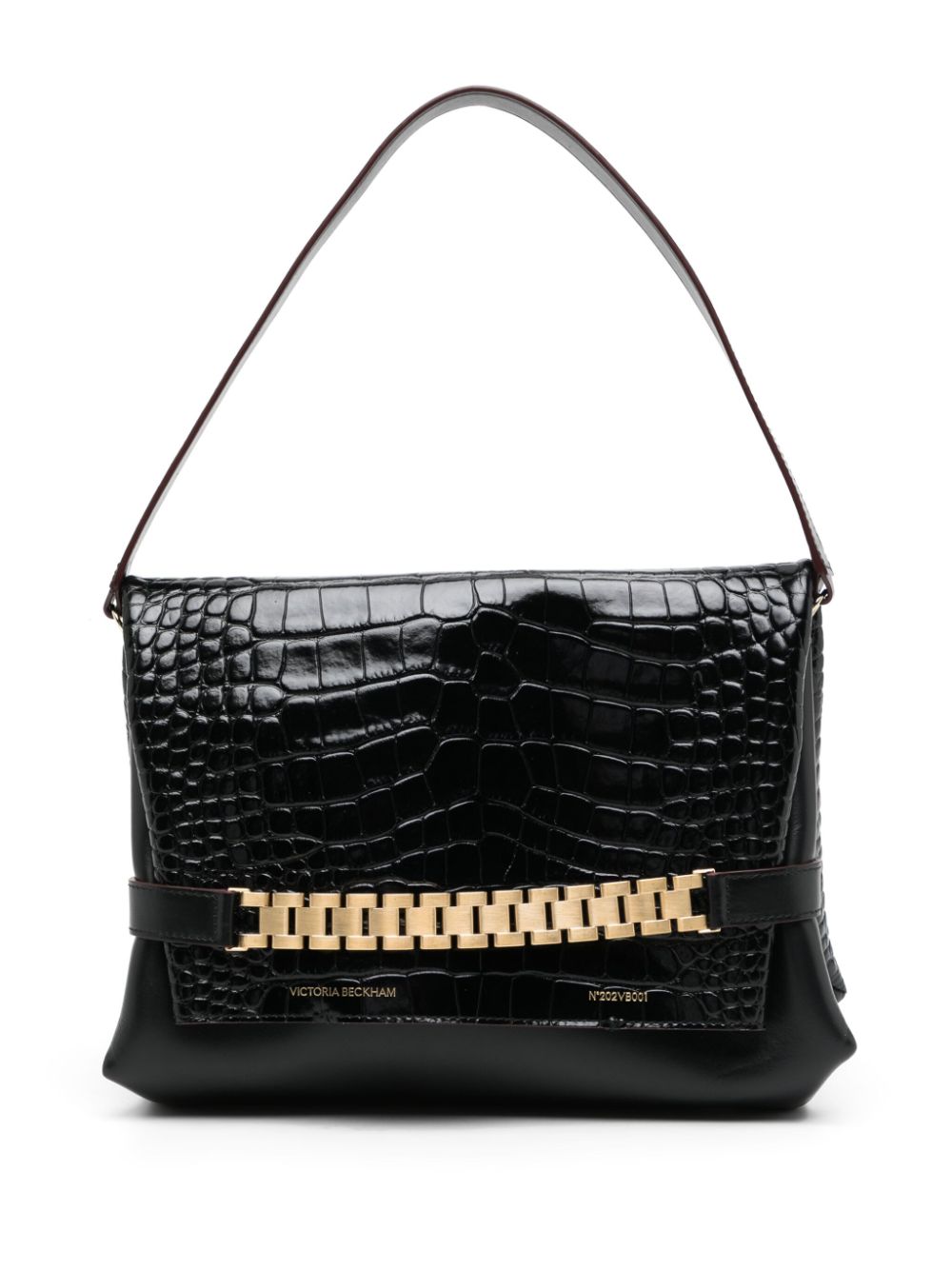 Victoria Beckham VICTORIA BECKHAM- Chain Pouch Crocodile Embossed Leather Shoulder Bag