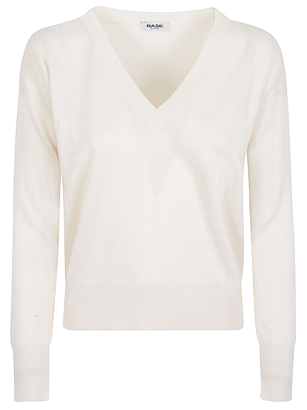 Base BASE- Cotton Blend V-neck Sweater